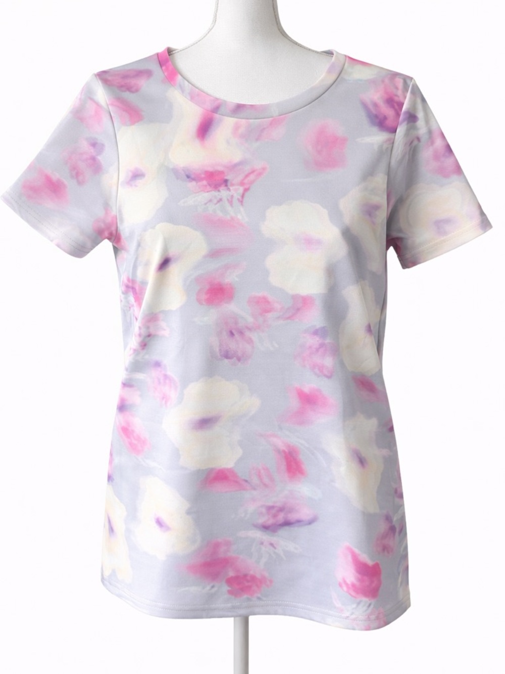 Women's Pastel Floral XL Short-Sleeve Tee - Pink & Cream